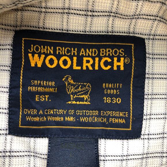 Vintage Woolrich John Rich & Bros Button Down Shirt Mens 2XL Gingham Check Tan - Picture 3 of 9
